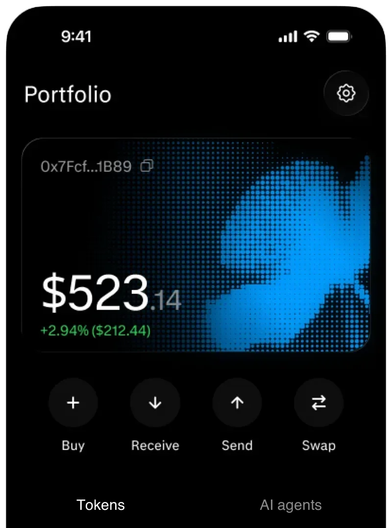 Sparkling wallet showing $523.14 portfolio