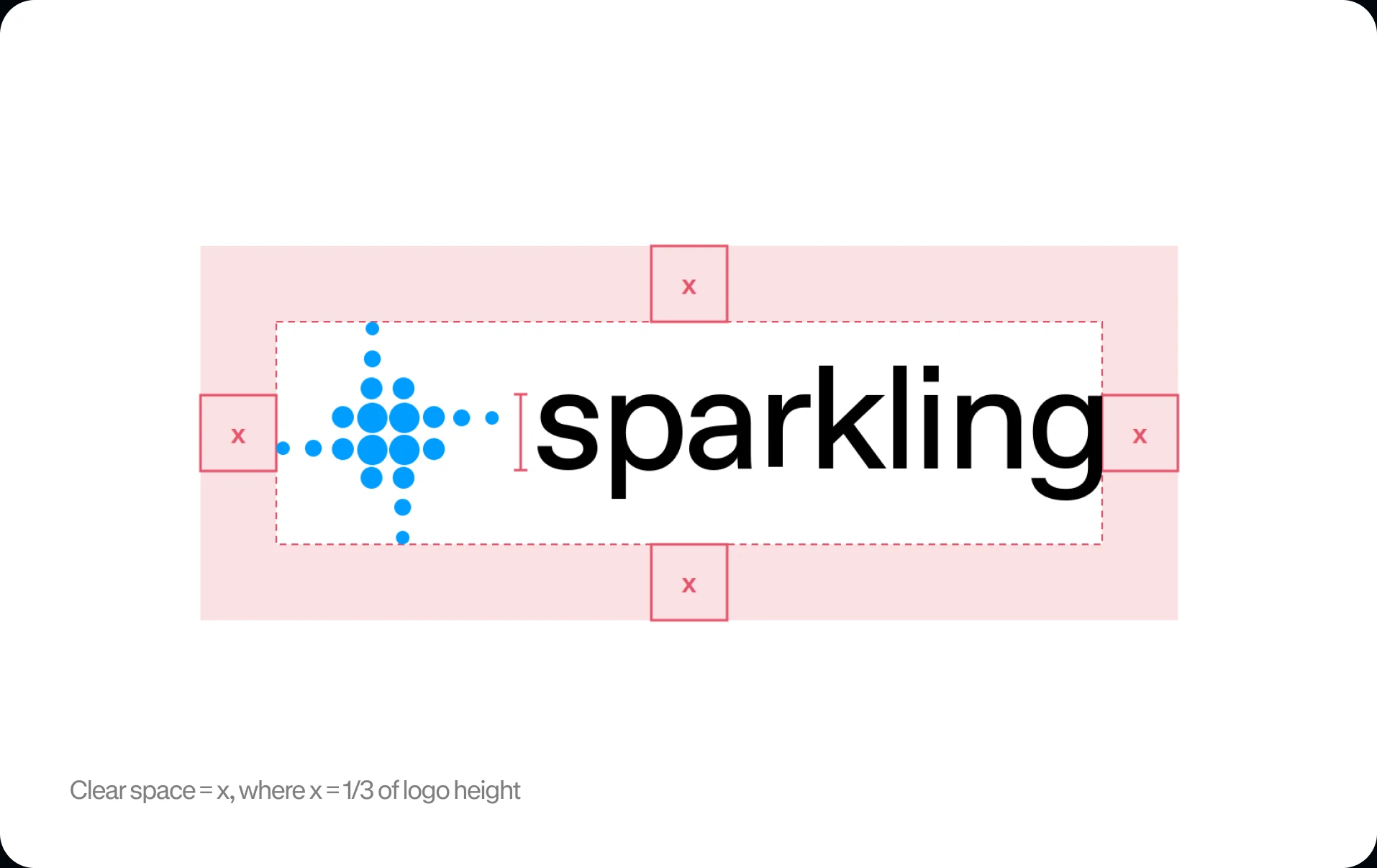 Clear space around the logo: x on every side, where x is 1/3 of logo height